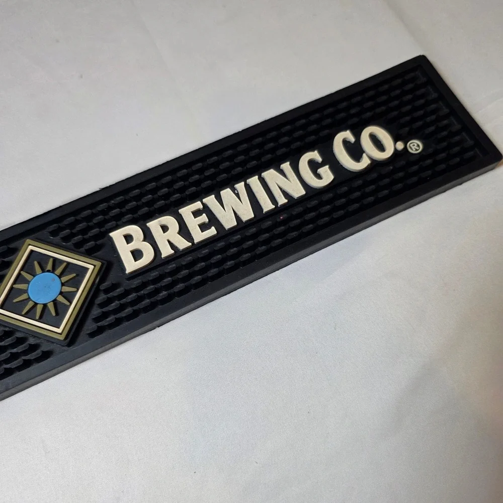 Blue Moon Brewing Co Rubber Bar Mat Runner Spill Guard Black 21x3.5 Man Cave
